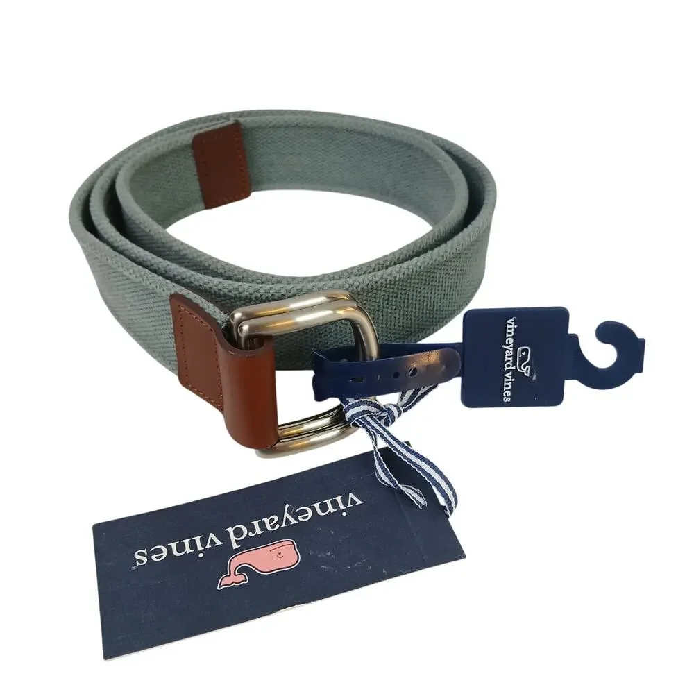 Vineyard Vines Men's SZ M Island Canvas D-Ring Belt In Gray Harbor NWT